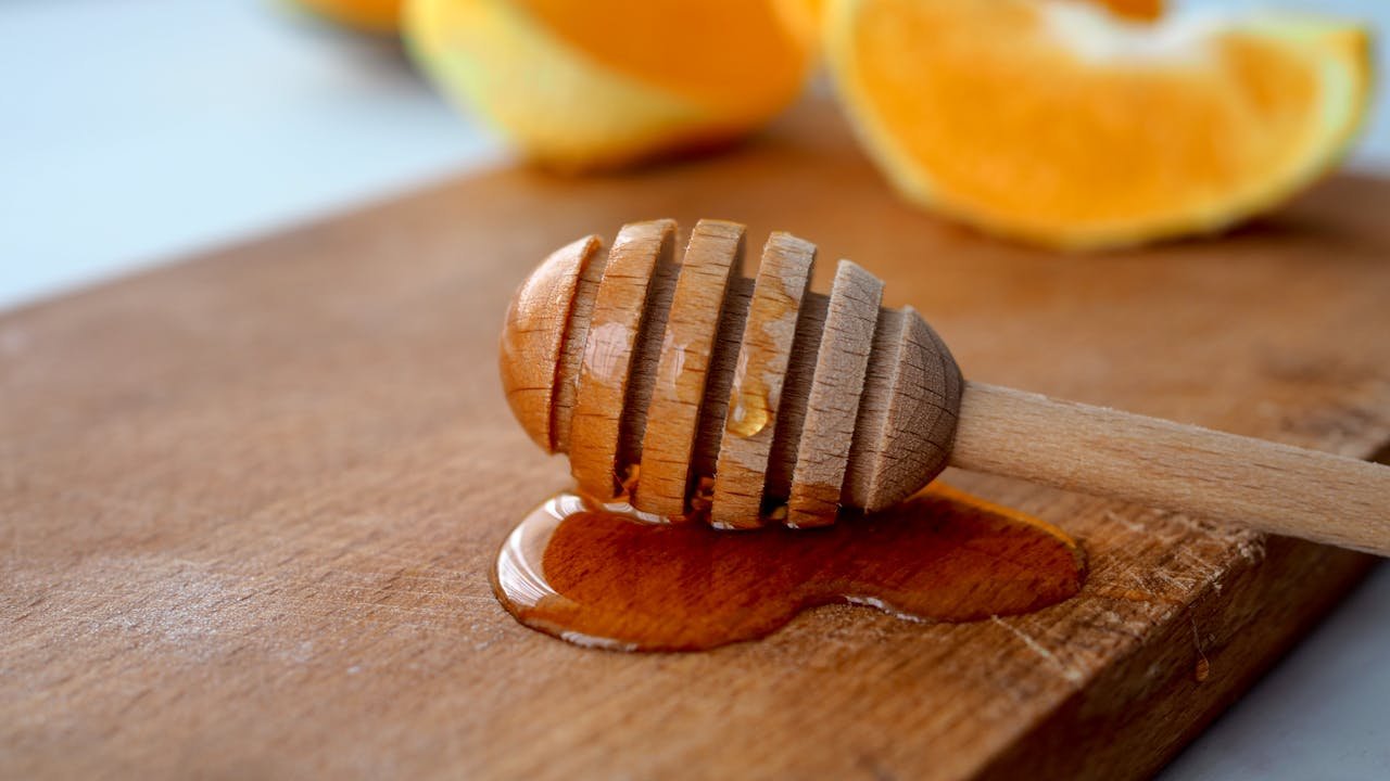 Honey on Wooden Board